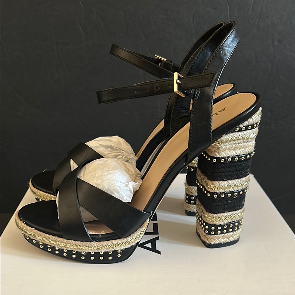 Aldo Black Strappy Platform Heels